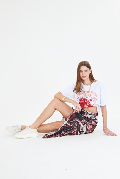 The Champ Clothing Strawberry Fields Forever Printed 100% Cotton Γυναικείο Oversize Μαύρο T-Shirt