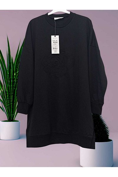 Puane Women's 2 Thread Front Patterned Plain Tunic 10591