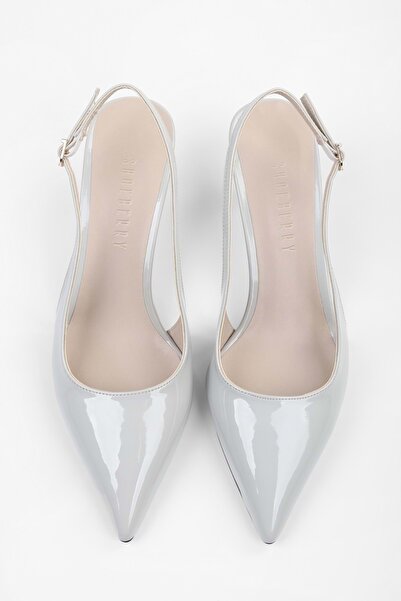 Shoeberry Kadın Estelle Buz Gri Rugan Stiletto