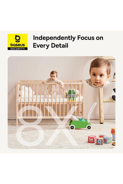 Baseus Security P1 Indoor 3K Wi-Fi Camera, AI Detection, 360 Pan, Night Vision