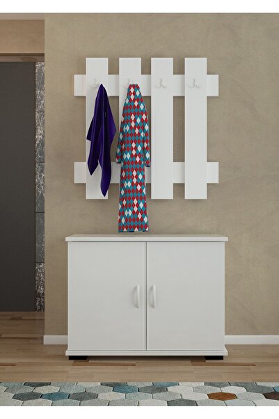 Modilayn 2 Kapılı Ayakkabılık Dolabı 4 Askılıklı Portmanto Vestiyer