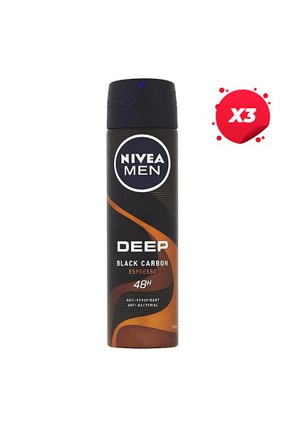 NIVEA X3 - NIVEA ANTIPERSPIRANT DEO 150ML MEN DEEP BLACK CARBON EXPRESSO