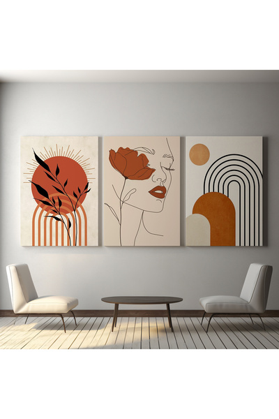 visdora Διακοσμητικός πίνακας τοίχου από καμβά μοντέρνας μποέμικης τέχνης 3 τ...