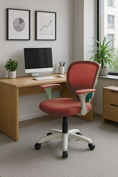 TrentonGCC Ergonomic Mesh Office Chair with Sleek White Accents - 2 SET