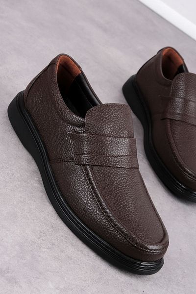 Lal Shoes & Bags Ανδρικά παπούτσια από γνήσιο δέρμα Jadira με λεπτομέρεια ραμμένα casual παπούτσια-καφέ
