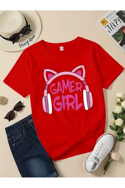 PENTHİLUS Short-Sleeved Round Neck T-Shirt, Comfortable and Stylish Top with Earphones Print
