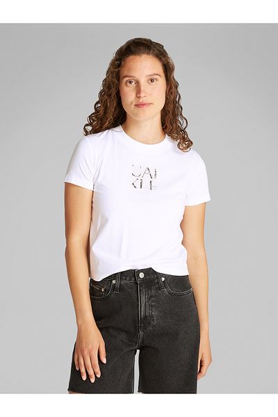 Calvin Klein Calvin Klein Women White Front Photo Graphic Short Sleeve T-Shirt
