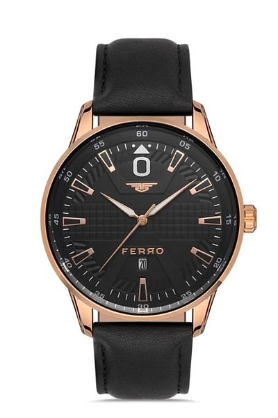 FERRO Black Leather Cord Men's Wristwatch F11199B-R