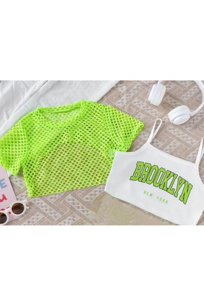 BEBEĞİME ÇORAP Μπλουζάκι Crop Printed Body με Διχτυωτή Λεπτομέρεια στο επάνω ...