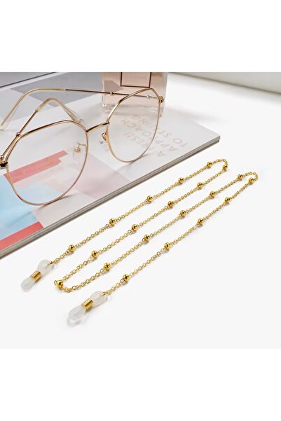 derokas Gold Steel Stainless Glasses Strap with Chain Top