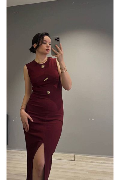 Fiori Draped Sun Accessory Zero Sleeve Slit Dress