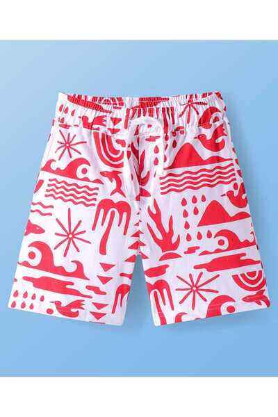 Pine kids Pine Kids Shirt and Shorts Set with Beach Theme Print - Red