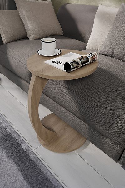 Sugo Design sugodesign C-Form Coffee Table with Wheels Ridge Oak Color