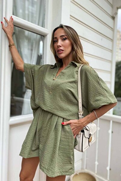 OlaLady Kadın Basıc Kesim Beli Lastikli İthal Aerobin Şortlu Takım