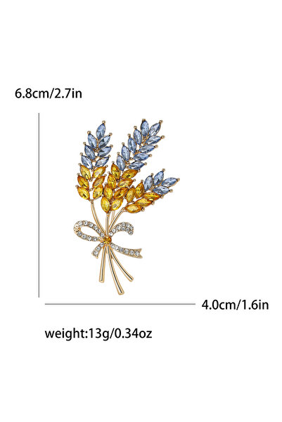 Choice دبوس سنابل قمح مرصع بأحجار الراين من YellowBlue4415 للنساء، دبوس قمح أ...