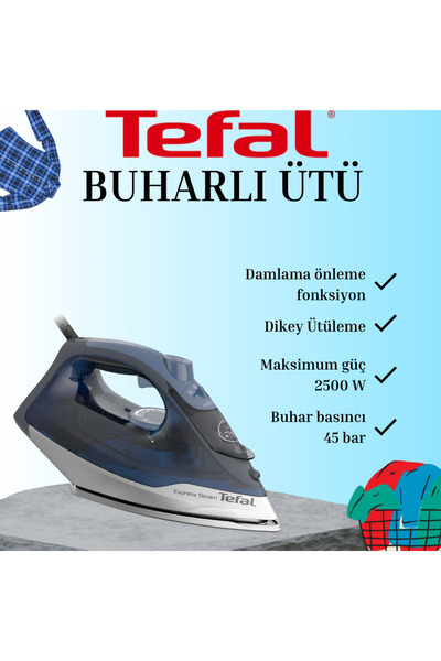 TEFAL Buharlı Ütü Otomatik Kapama Xglide Diffusion Seramik Taban Maksimum güç 2500 W