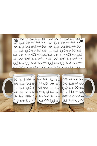 visdora كوب مطبوع عليه صورة الثدي