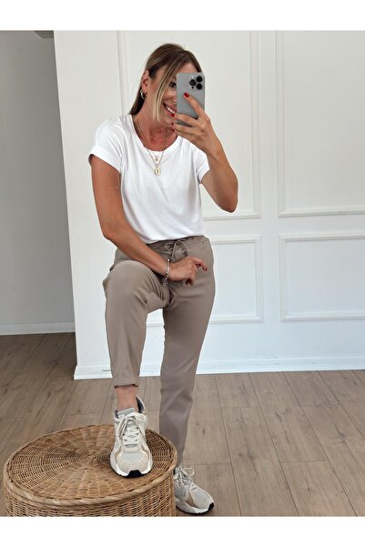 X-Young material elastic Pantaloni cu talie elastică cu două picioare VİZON