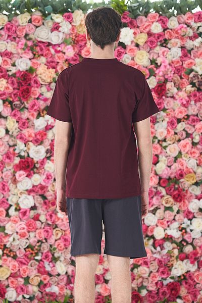 REMSA Men's Shorts Tshirt Pajama Set 25253 Burgundy
