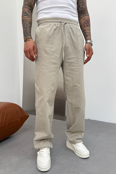 MADZEYMODA Ανδρικό φαρδύ φαρδύ μοτίβο μέσης Jogger Pantalon KE-7011