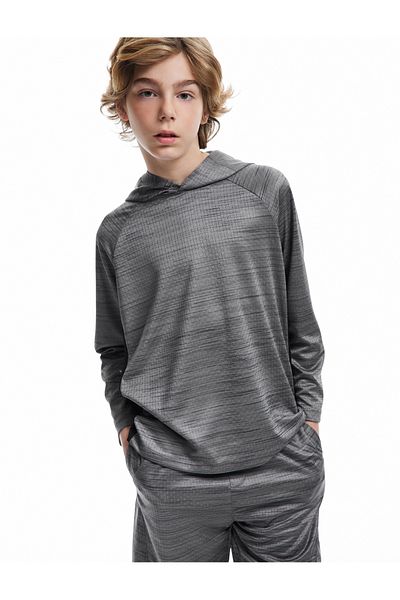 Koton Long Sleeve Hooded Color Block T-Shirt