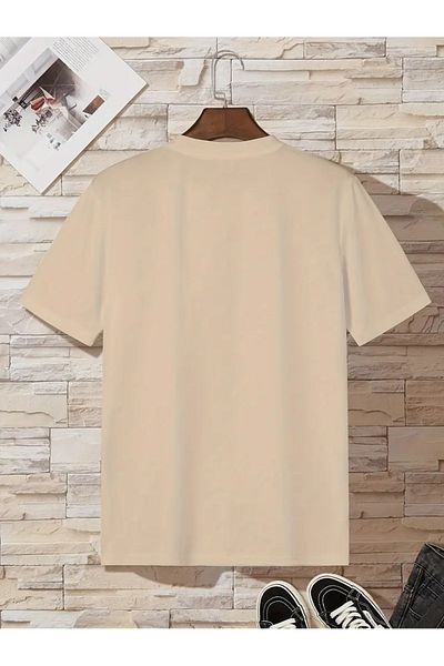PENTHİLUS Short-Sleeved Casual T-Shirt with Round Neck and Geometric Block Print for Teenagers