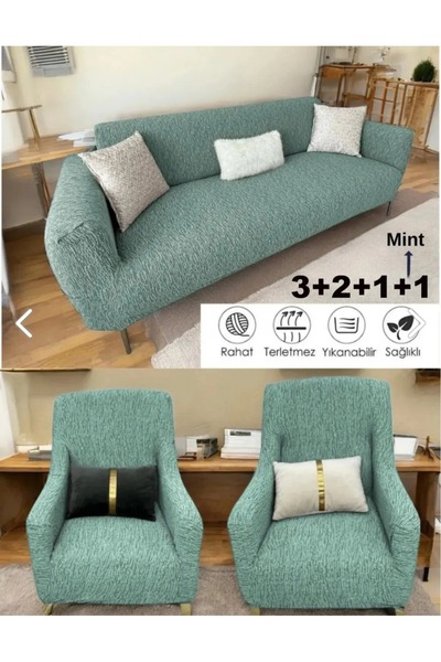Home 3+2+1+1 Lastikli Geçirmeli Koltuk Örtüsü Seti