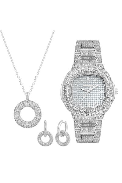 Forentina Jewelry-Talus Metal Wrist Watch - Round Design with Stone Ps4074
