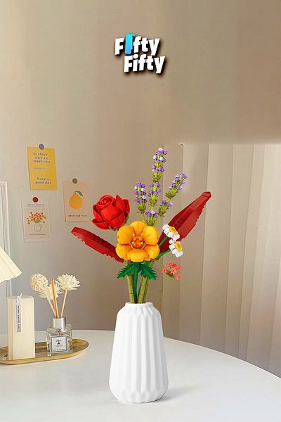 Vagonlife Loz 574 Pieces Flower Model - Collectible Flower Bouquet and Bucket Set Fflz-4603