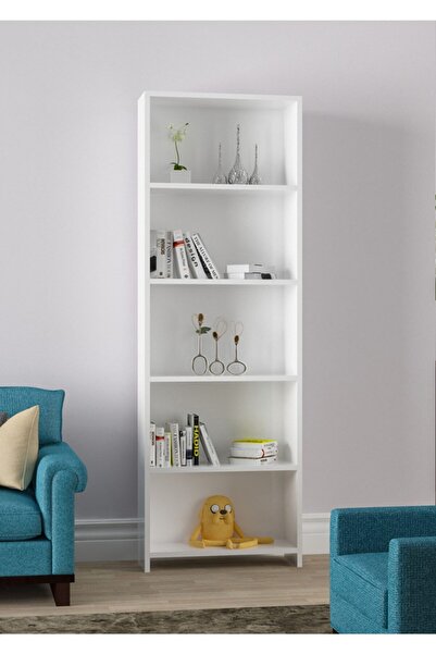 Modilayn Beş Raflı Arkalıklı Kitaplık Raf