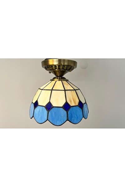 yüceeller TAVAN VİTRAY ESKİTME AVİZE 25CM (10") - MAVİ
