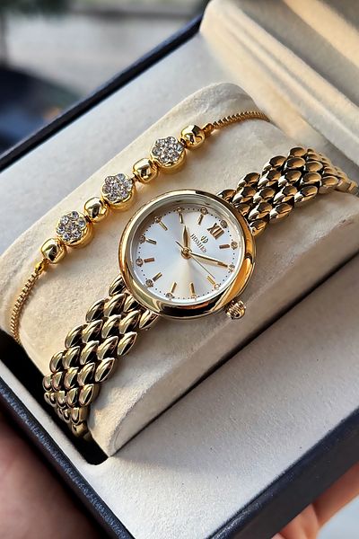 Homies Special Boxed Women's Wristwatch Waterproof Gold Color Steel Band Gift Bracelet Hmby2056C1