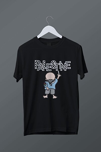 relaxbaskı تي شيرت مطبوع عليه حروف فلسطينية