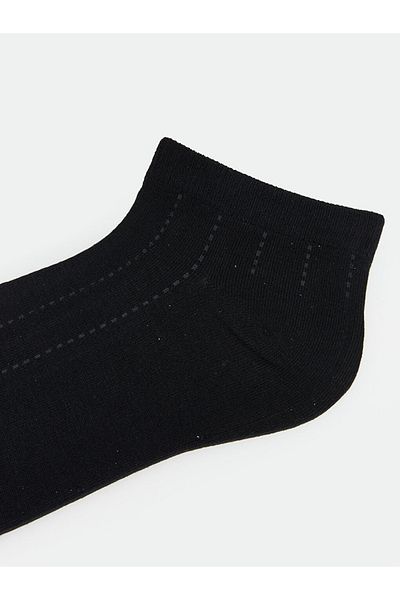 LC Waikiki Men's 5-Pack Viscos Fabric Solid Black Color Booties Socks