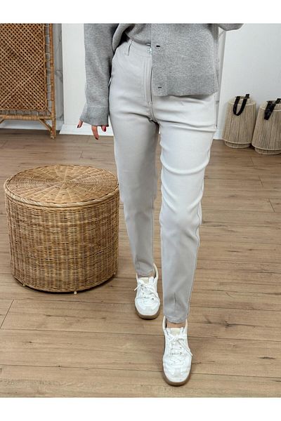 X-Young Lycra Leg Detailed Elastic Waist Trousers Stone