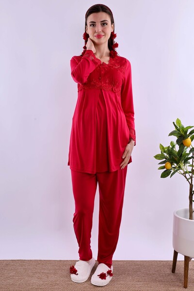 ByLohusa Effortt Pregnant Maternity Pajamas Set with Cherry Hijab Dressing Gown