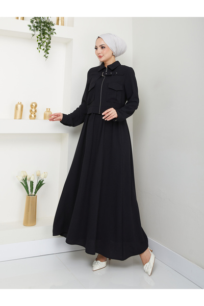 VOLT CLOTHİNG Women's Zippered Collar Belt Detailed Skirt Suit