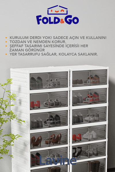obido 6KATLI KatlanabilirTaşınabilir Büyük Boy Kapasiteli PortatifOrganizer Ayakkabı Düzenleyici "BEYAZ"