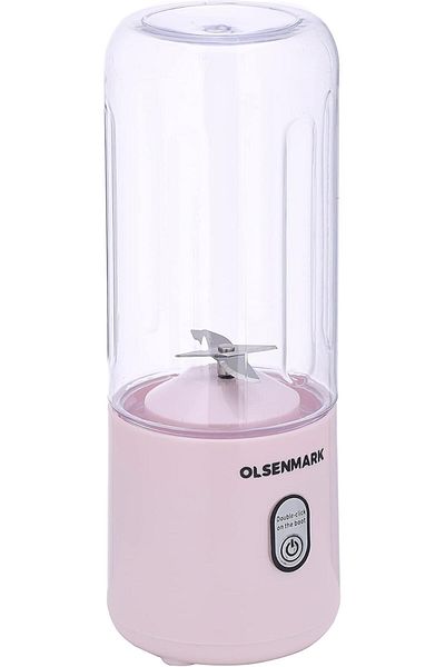 Olsenmark خلاط محمول قابل لإعادة الشحن، سعة 410 مل | USB، عصائر سموثي، سحق الثلج، قفل أمان، خالٍ من مادة BPA