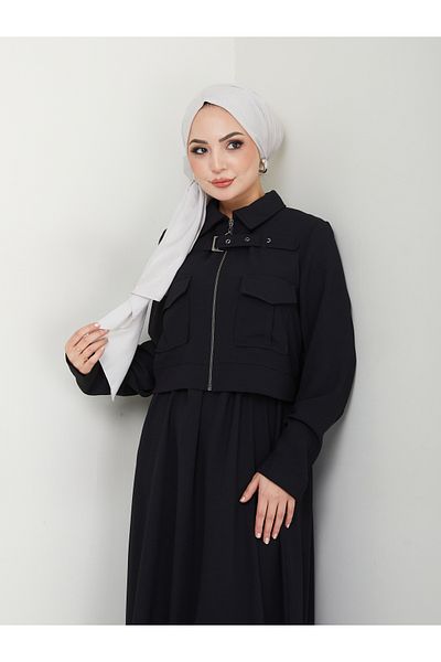 VOLT CLOTHİNG Women's Zippered Collar Belt Detailed Skirt Suit