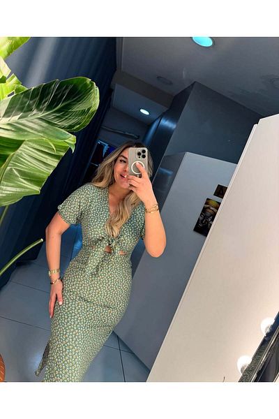 OlaLady Γυναικείο φόρεμα με κομμένο στήθος από βαμβακερή βισκόζη