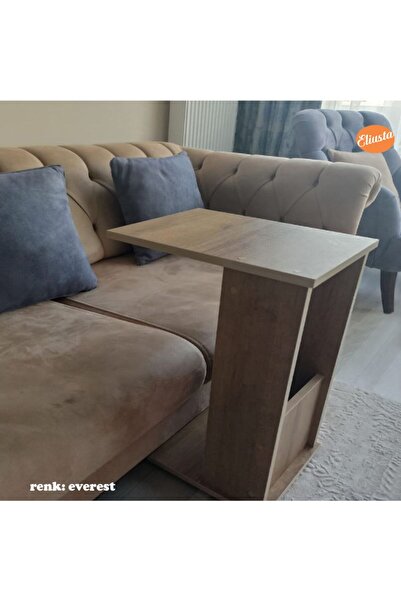 Modilayn Raflı C Yan Sehpa Koltuk Yanı Tekerlekli Sehpa Çok Amaçlı