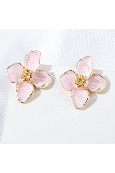 Choice أقراط أوبيجا AEH83061B على شكل زهرة وردية بيضاء للنساء، أقراط ربيعية ص...