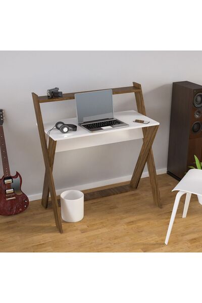 Modilayn Ceviz Beyaz X Bilgisayar Çalışma Masası Ard309