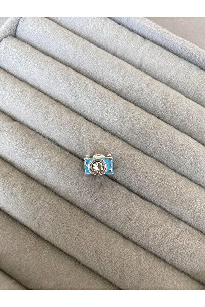 kubotique Paslanmaz Çelik Taşlı Mavi Kamera Charm 1 Adet