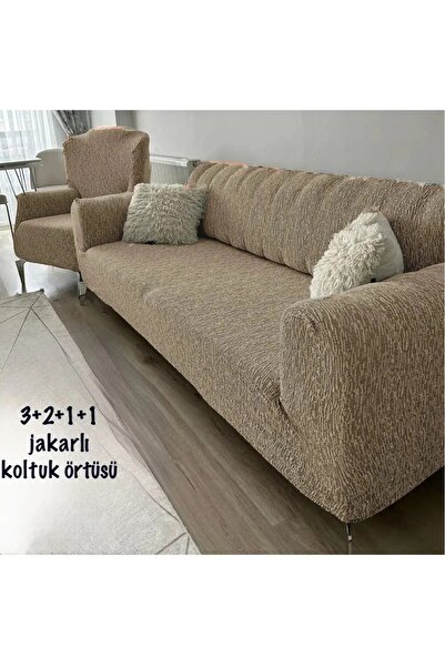 Home 3+2+1+1 Lastikli Geçirmeli Koltuk Örtüsü Seti