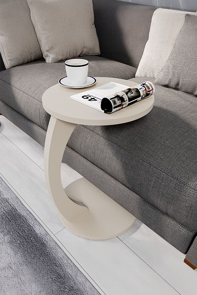 Sugo Design sugodesign C-Form Coffee Table with Wheels Sandbeige Color
