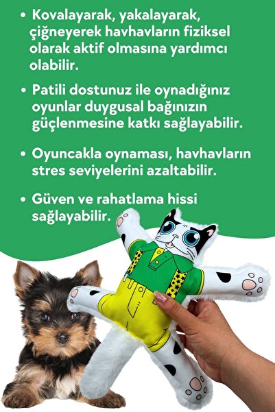 Havhav Mihav Sesli Köpek Oyuncağı Beyaz Renkli Kedi Şekilli Köpek Diş Kaşıma Oyuncağı