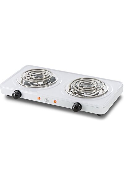 ALSAIF 2000W Electric Stainless Steel Double Burner (White) E04318