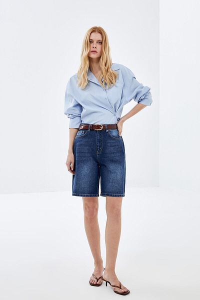 pieces of melon Pantaloni scurți din denim vintage albastru închis - durabili